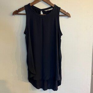 LOFT Women's Black Petite Mixed Media Shirttail Shell Tank Top Size XXSP